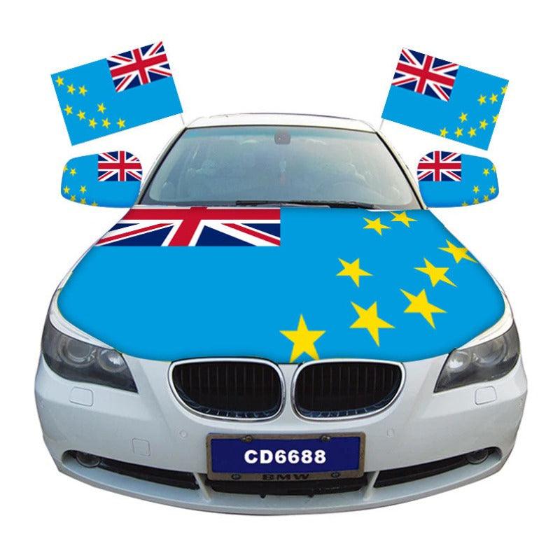 Tuvalu Car Hood Cover-Globe Flags
