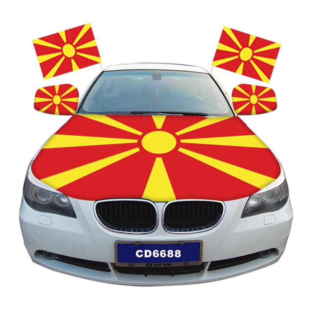 Macedonia Car Hood Flag-Globe Flags