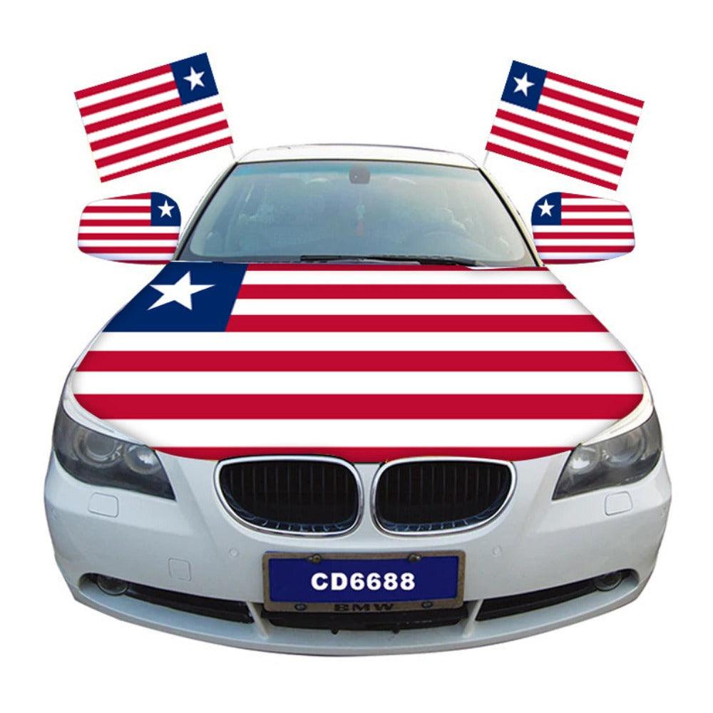 Liberia Car Hood Cover-Globe Flags