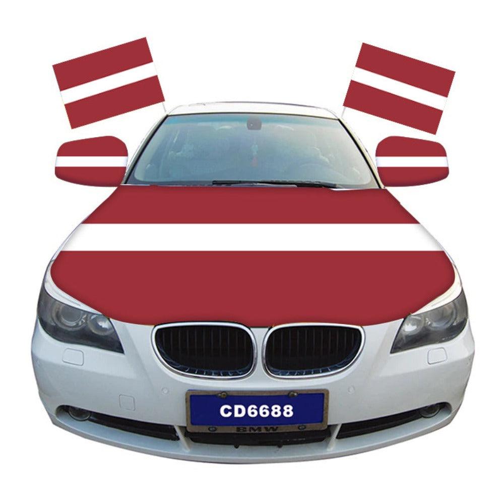 Latvia Car Hood Cover-Globe Flags