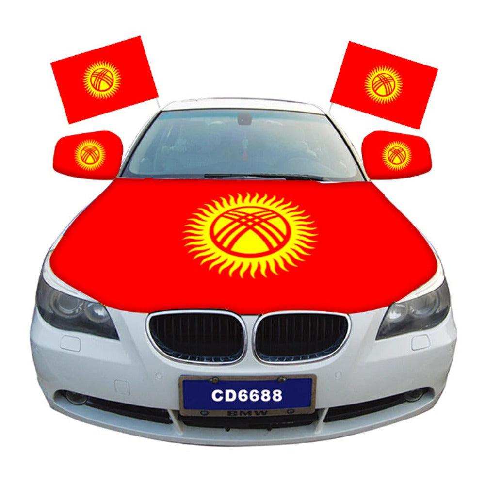 Kyrgyzstan Car Hood Cover-Globe Flags