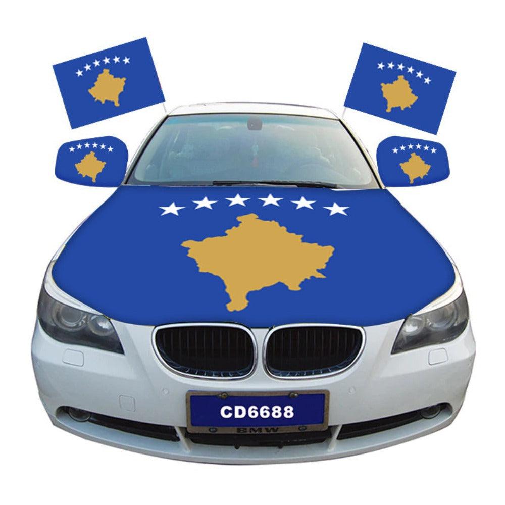 Kosovo Car Hood Cover-Globe Flags