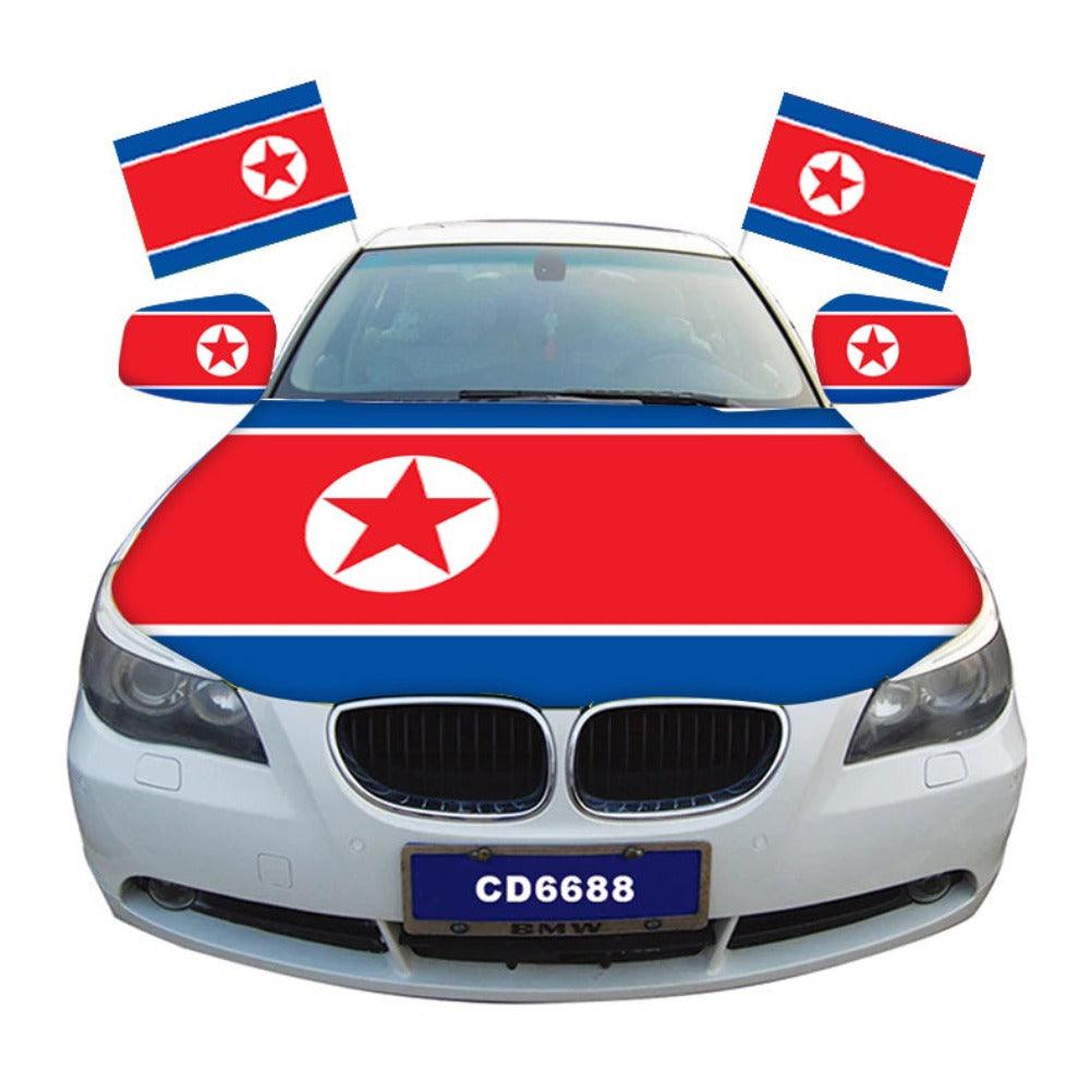 North Korea Car Flag-Globe Flags