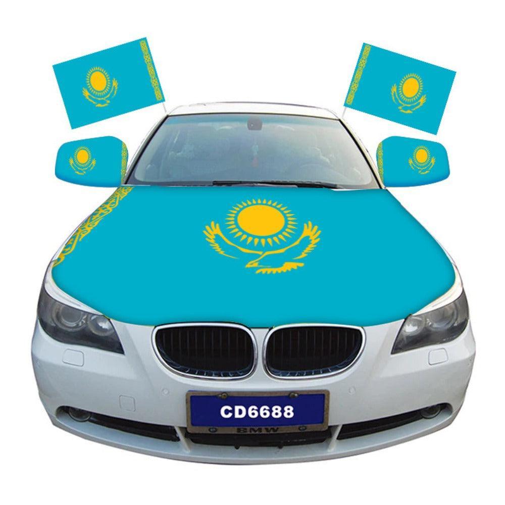 Kazakhstan Car Hood Cover-Globe Flags