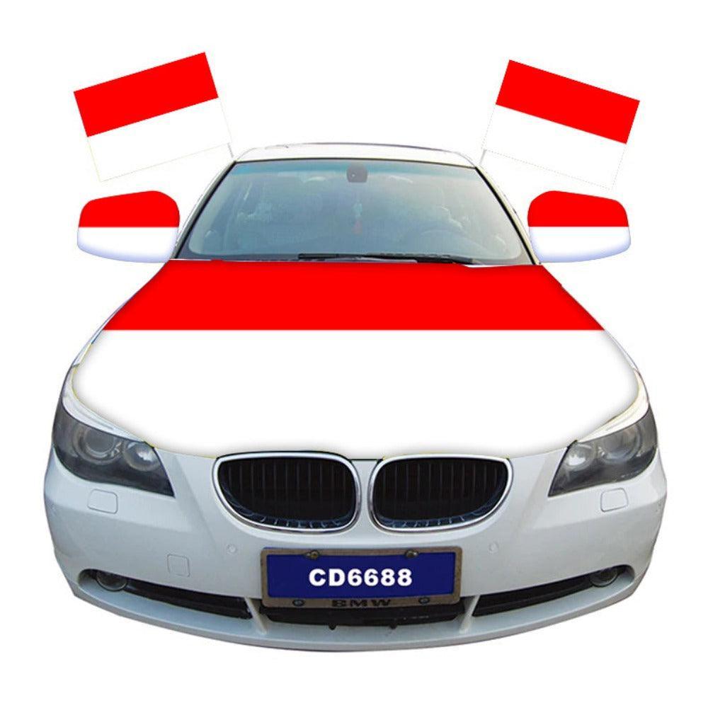 Indonesia Car Hood Cover-Globe Flags