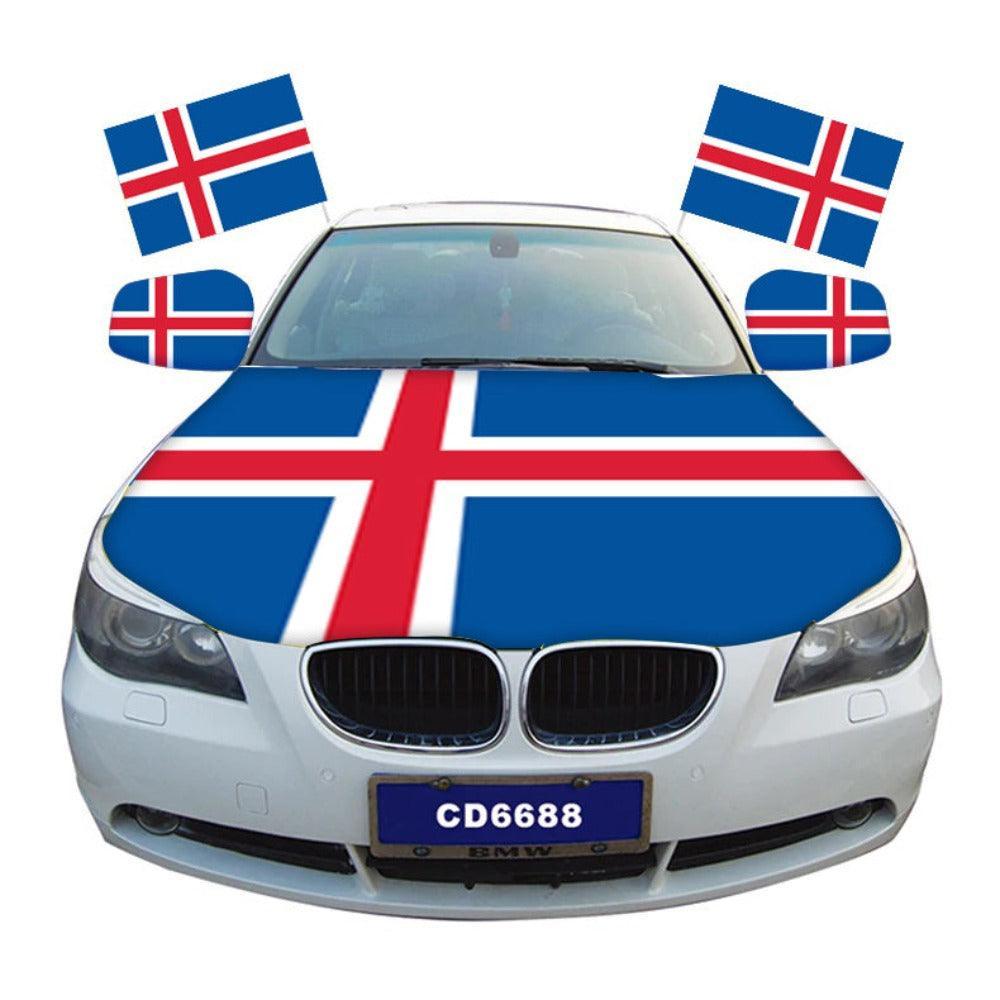 Iceland Car Hood Cover-Globe Flags