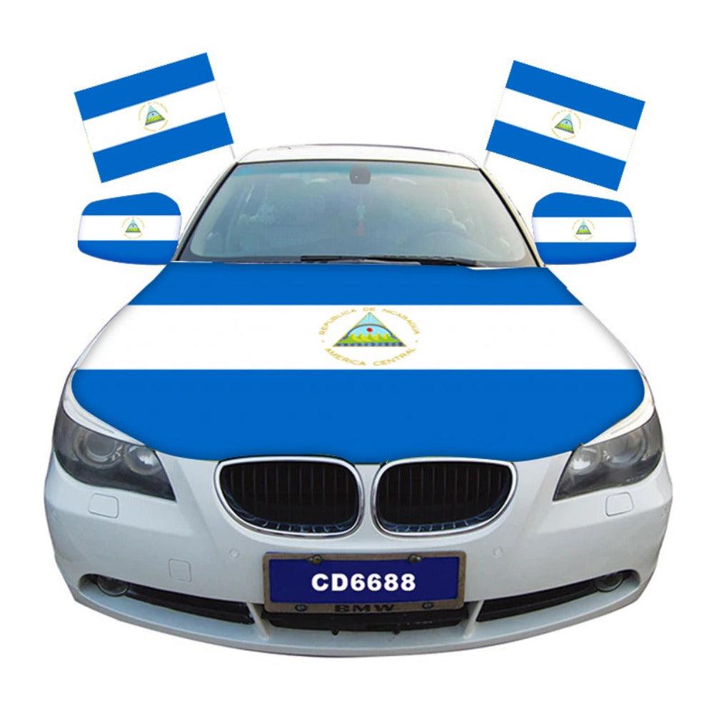 Nicaragua Car Hood Cover Flag - product view