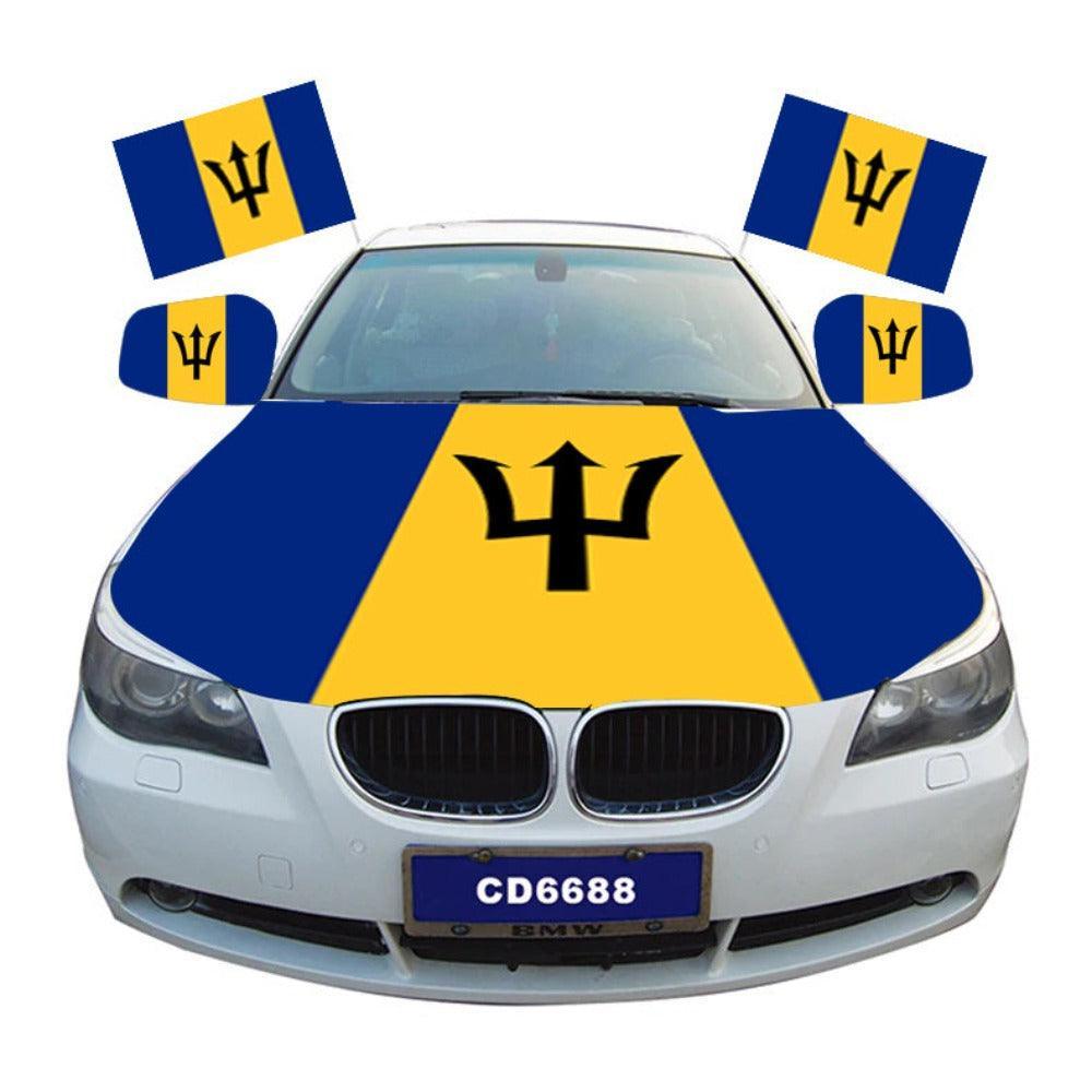 Barbados Car Hood Cover Flag-Globe Flags