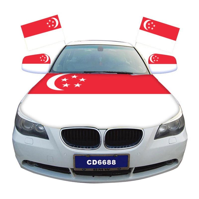 Singapore Car Hood Cover Flag-Globe Flags
