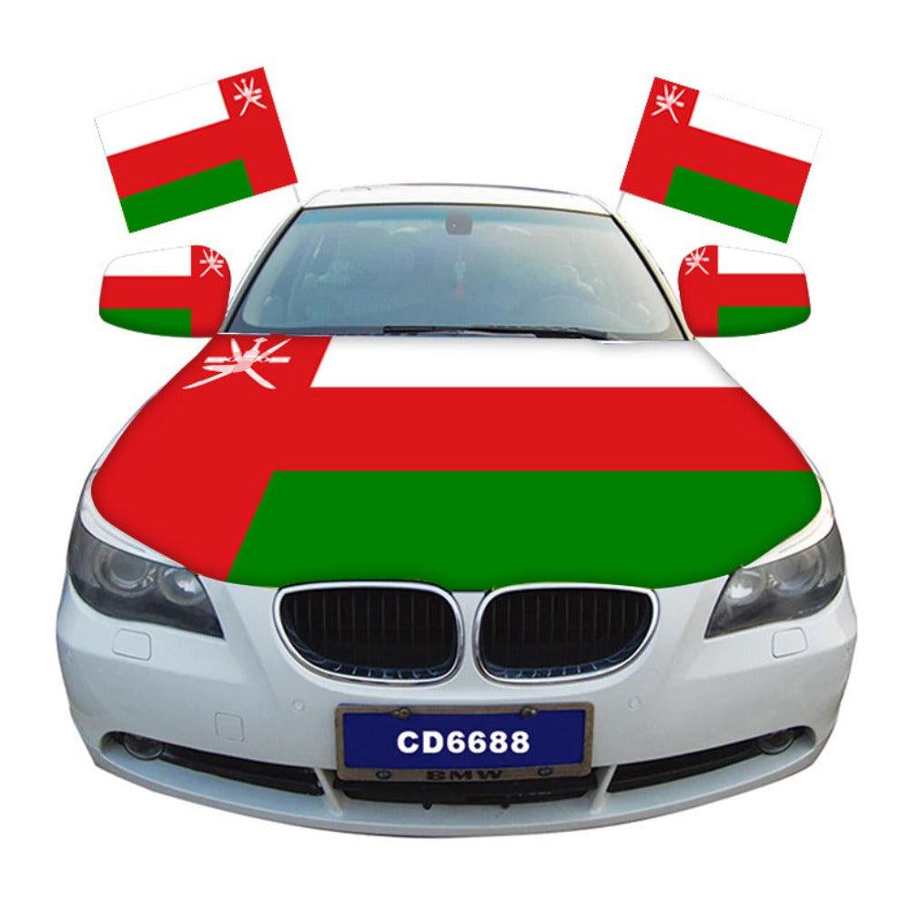 Oman Car Hood Cover Flag-Globe Flags