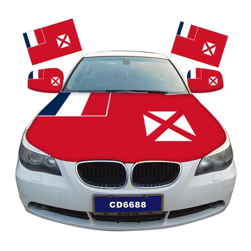 French Car Hood Cover-Globe Flags