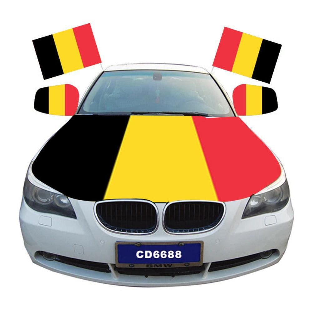 Belgium Car Hood Cover Flag Durable Polyester Wrap For Vehicle Display-Globe Flags