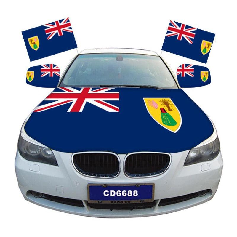 Turks Car Hood Cover-Globe Flags