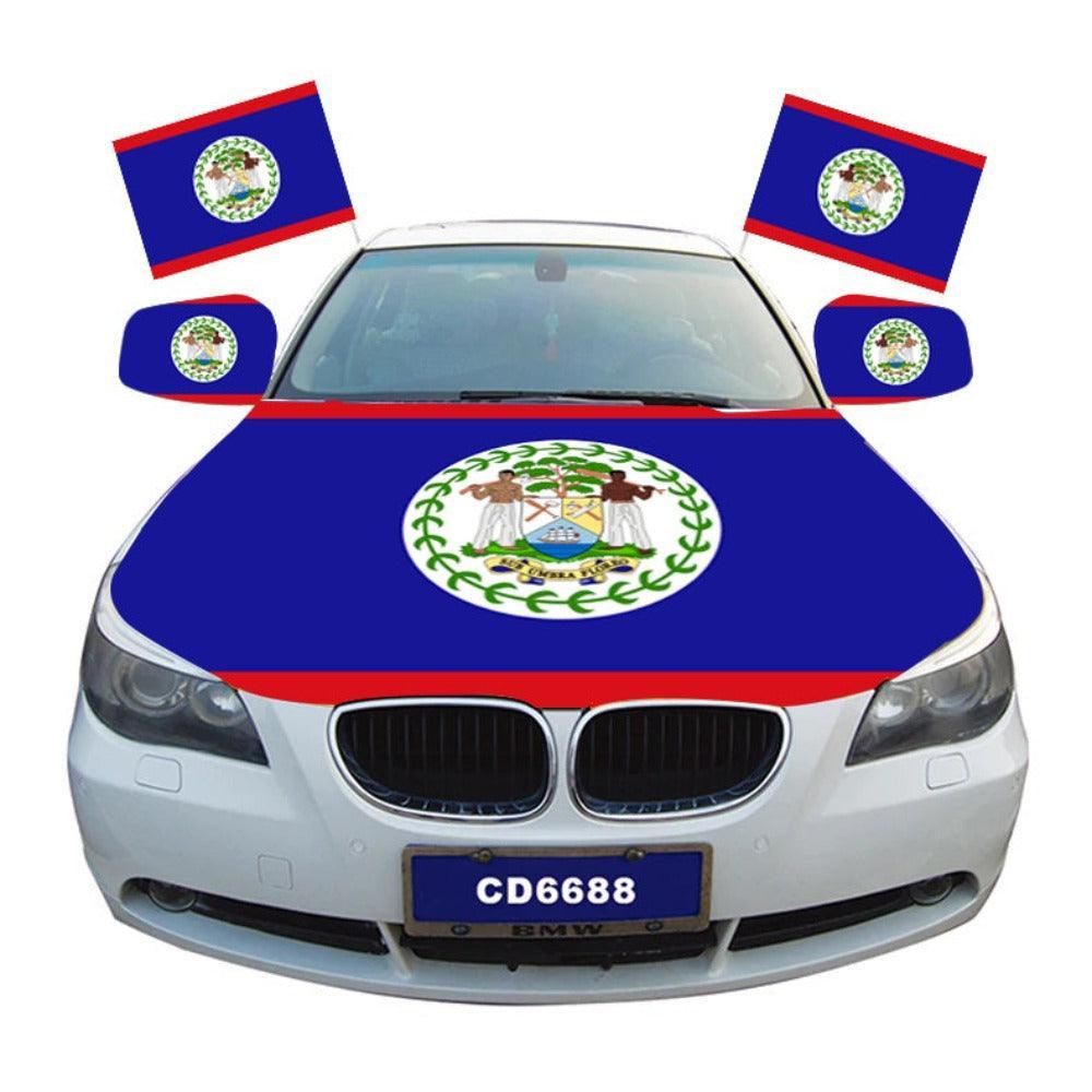 Belize Car Hood Cover Flag Durable Polyester Vehicle Wrap-Globe Flags