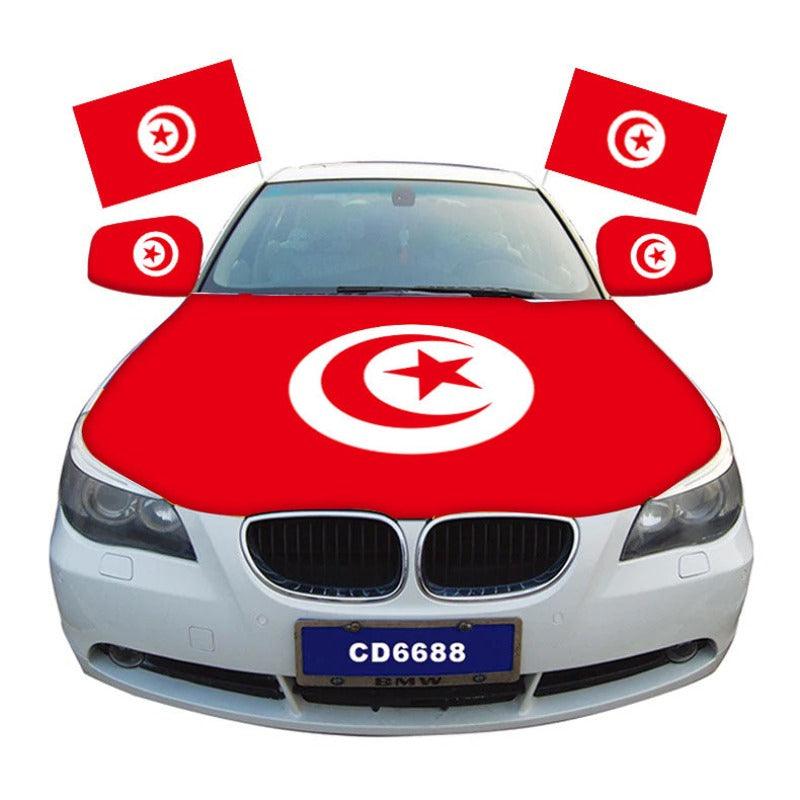 Tunisia Car Hood Cover-Globe Flags