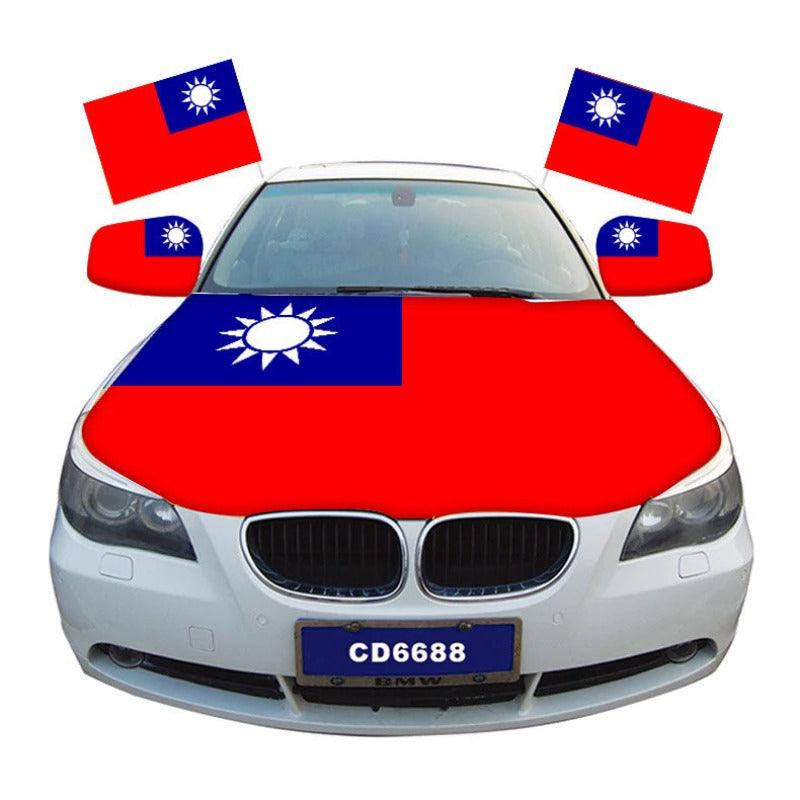 Taiwan Car Hood Cover-Globe Flags