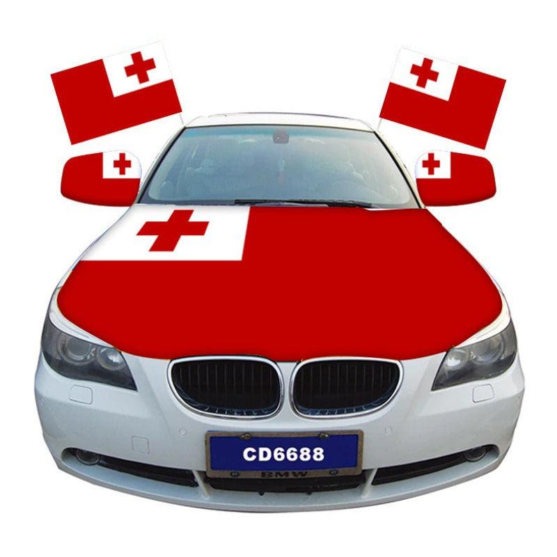 Tonga Car Hood Cover-Globe Flags