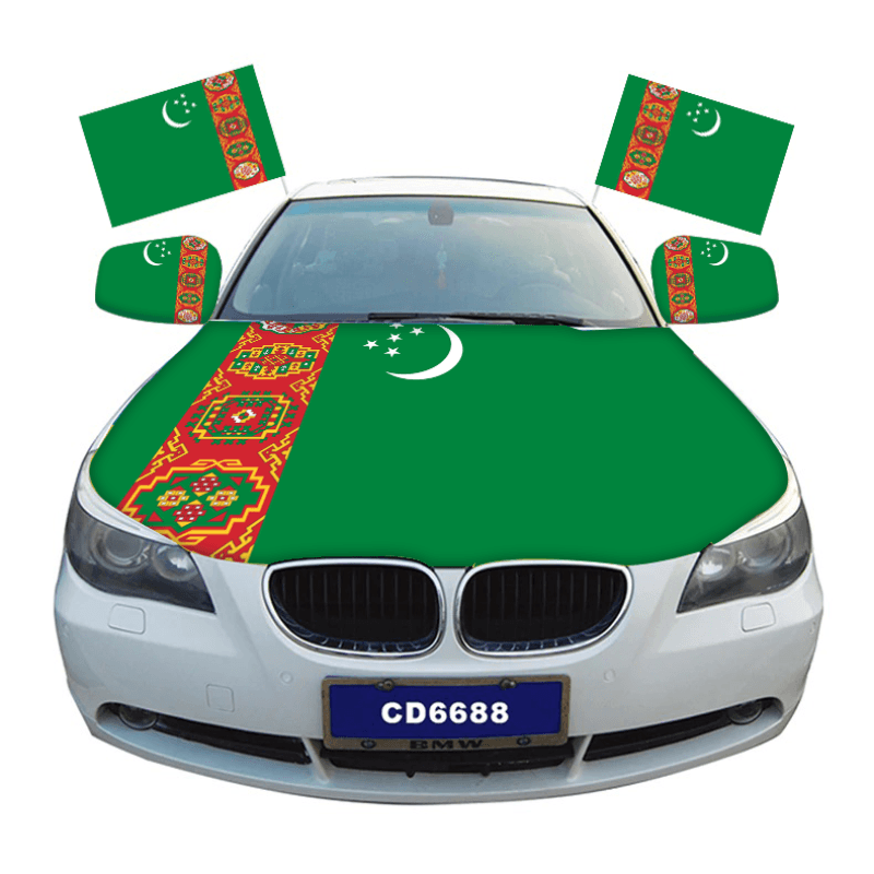 Turkmenistan Car Hood Cover-Globe Flags