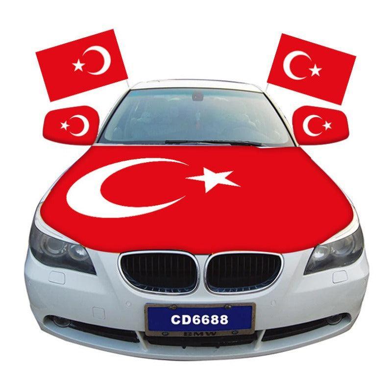 Turkey Car Hood Cover-Globe Flags