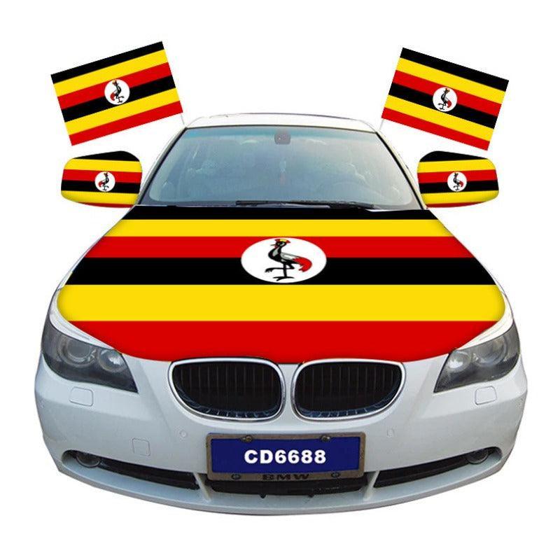 Uganda Car Hood Cover-Globe Flags