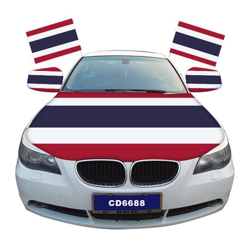 Thailand Car Hood Cover-Globe Flags