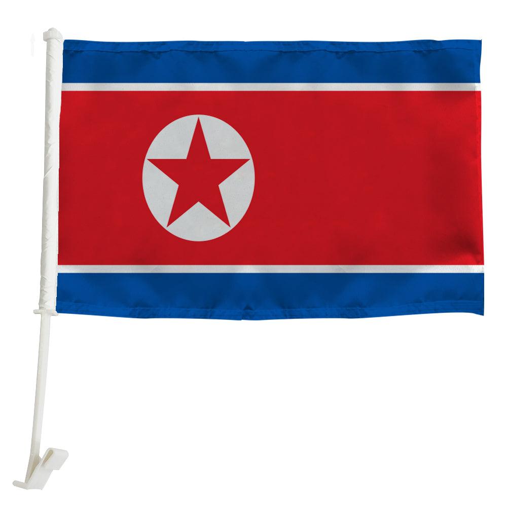 North Korea Car Window Mounted Flag-Globe Flags