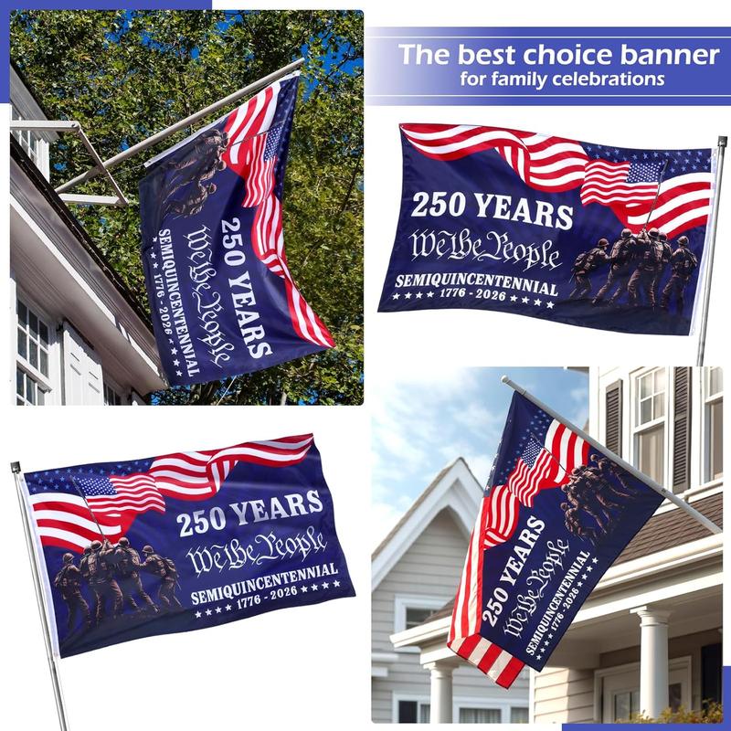 American 250th Anniversary Garden Flag - 250th Birthday Edition (1776-2026) with Stars & Stripes House Flag, Durable Fade-Resistant Outdoor Decoration for 4th of July, Patriotic Yard Sign,
