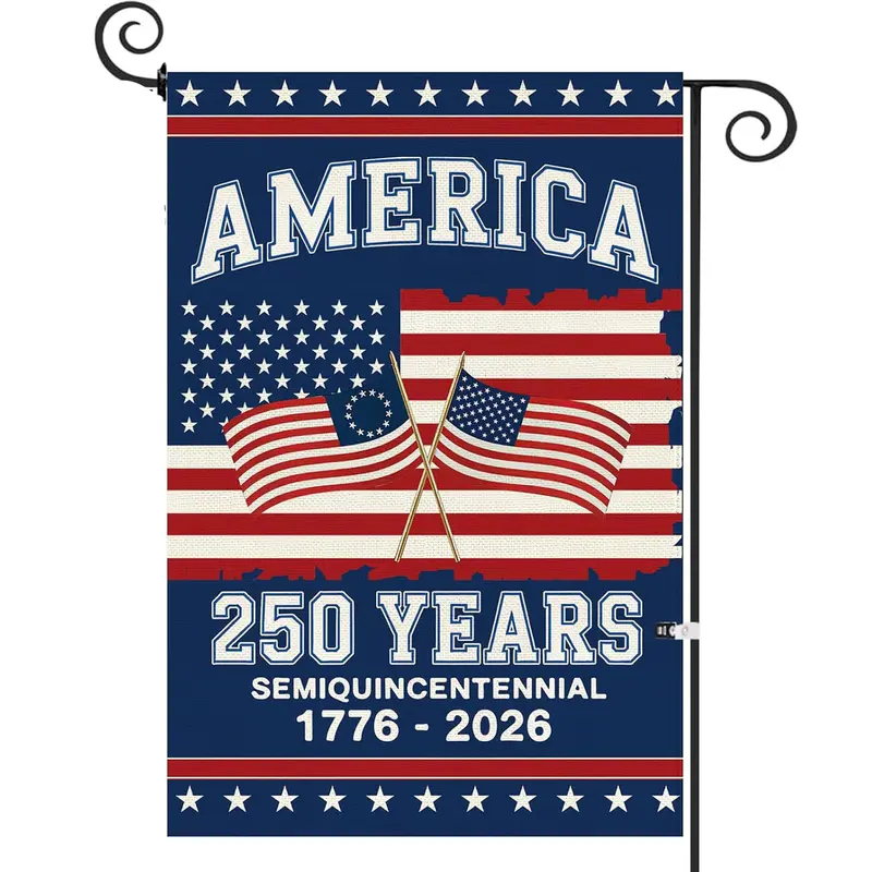 American 250th Anniversary Garden Flag - 250th Birthday Edition (1776-2026) with Stars & Stripes House Flag, Durable Fade-Resistant Outdoor Decoration for 4th of July, Patriotic Yard Sign