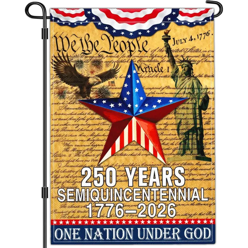 American 250th Anniversary Garden Flag - 250th Birthday Edition (1776-2026) with Stars & Stripes House Flag, Durable Fade-Resistant Outdoor Decoration for 4th of July, Patriotic Yard Sign