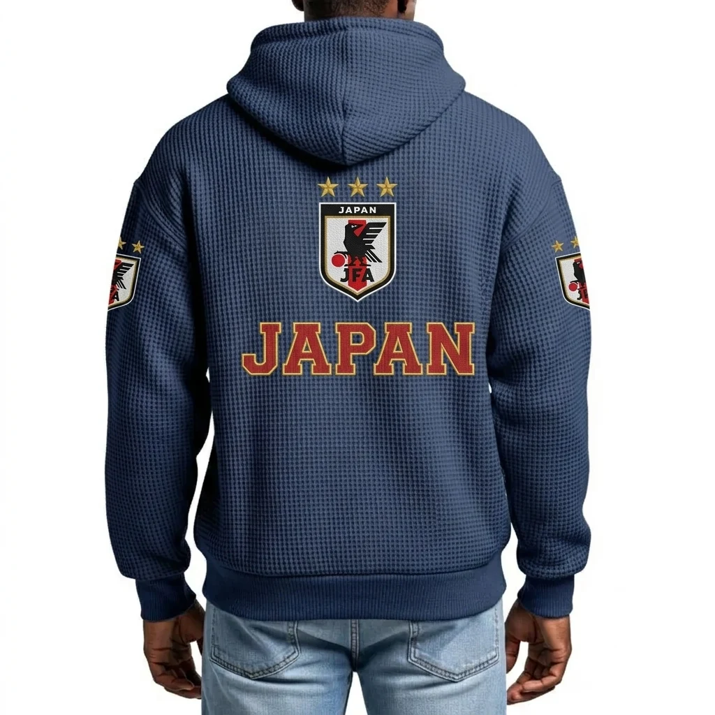 Japan Printed Waffle Quarter Zip Football Fan Hoodie