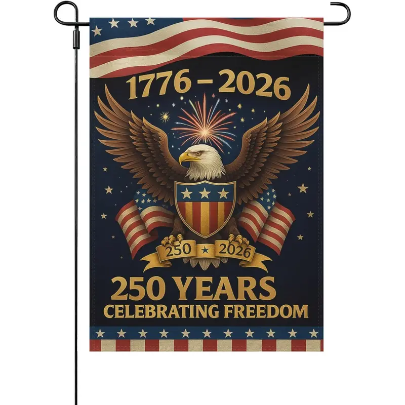 American 250th Anniversary Garden Flag - 250th Birthday Edition (1776-2026) with Stars & Stripes House Flag, Durable Fade-Resistant Outdoor Decoration for 4th of July, Patriotic Yard Sign