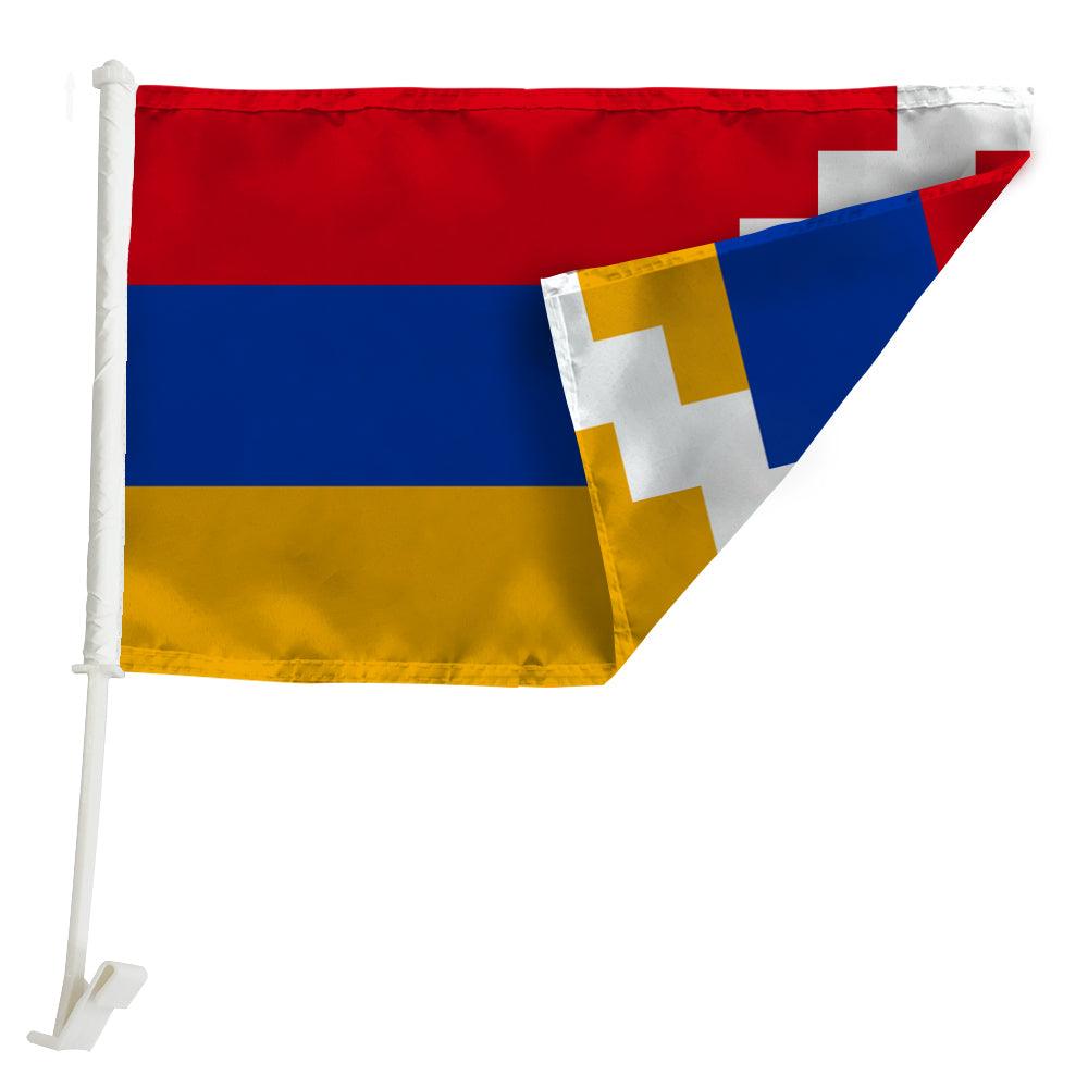 Nagorno Karabakh Window Flag attached to car window while driving