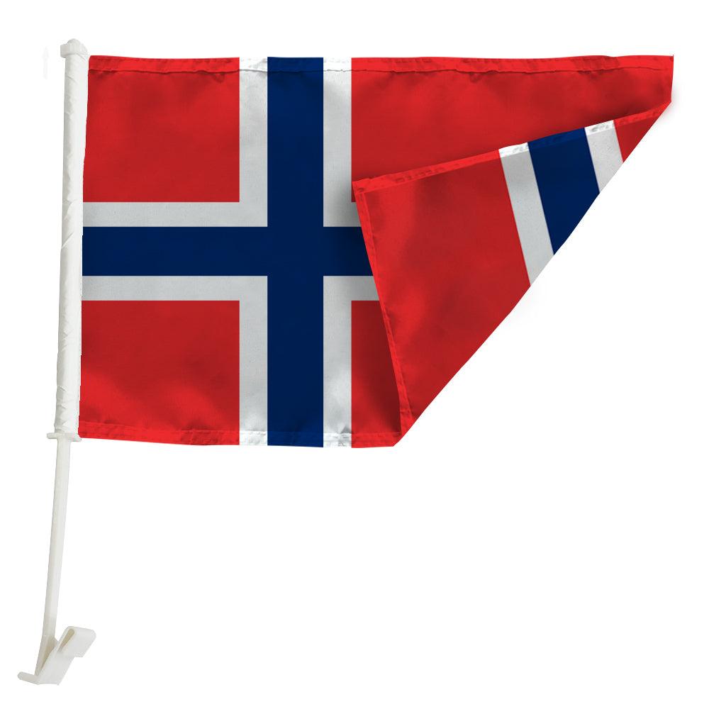 Svalbard Islands Car Window Mounted Flag attached to car window while driving