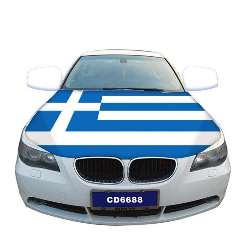 Greece Car Hood Flag-Globe Flags
