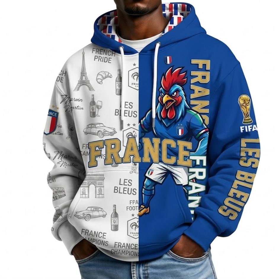FIFA 2026 France Football Themed All Over Printed Hoodie