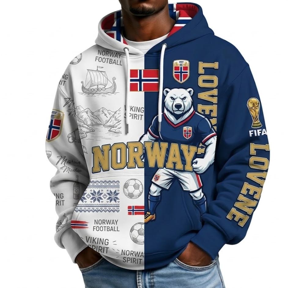 FIFA 2026 Norway Football Themed All Over Printed Hoodie