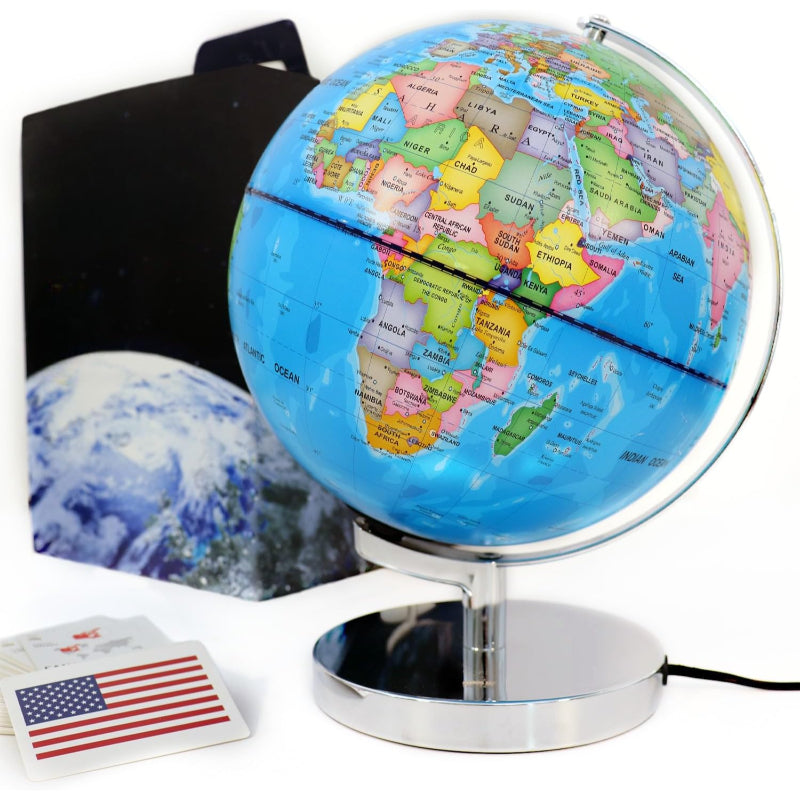 Illuminated Educational Globe - With LED Night Light-Globe Flags