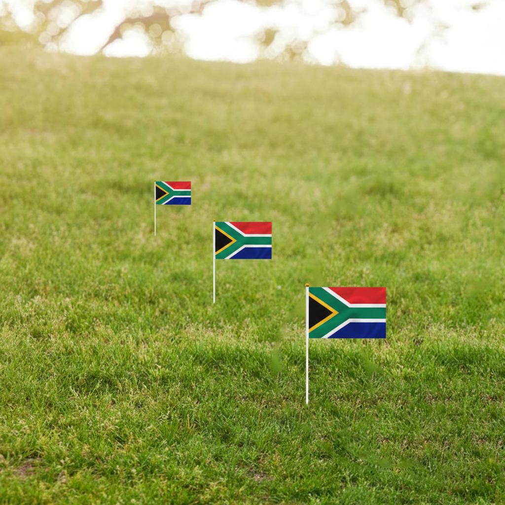 10 Pieces Of Official FIFA 2026 South Africa Mini Flags with brass grommet hardware detail
