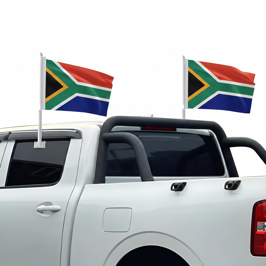 Official FIFA 2026 South Africa Car Flag on moving vehicle
