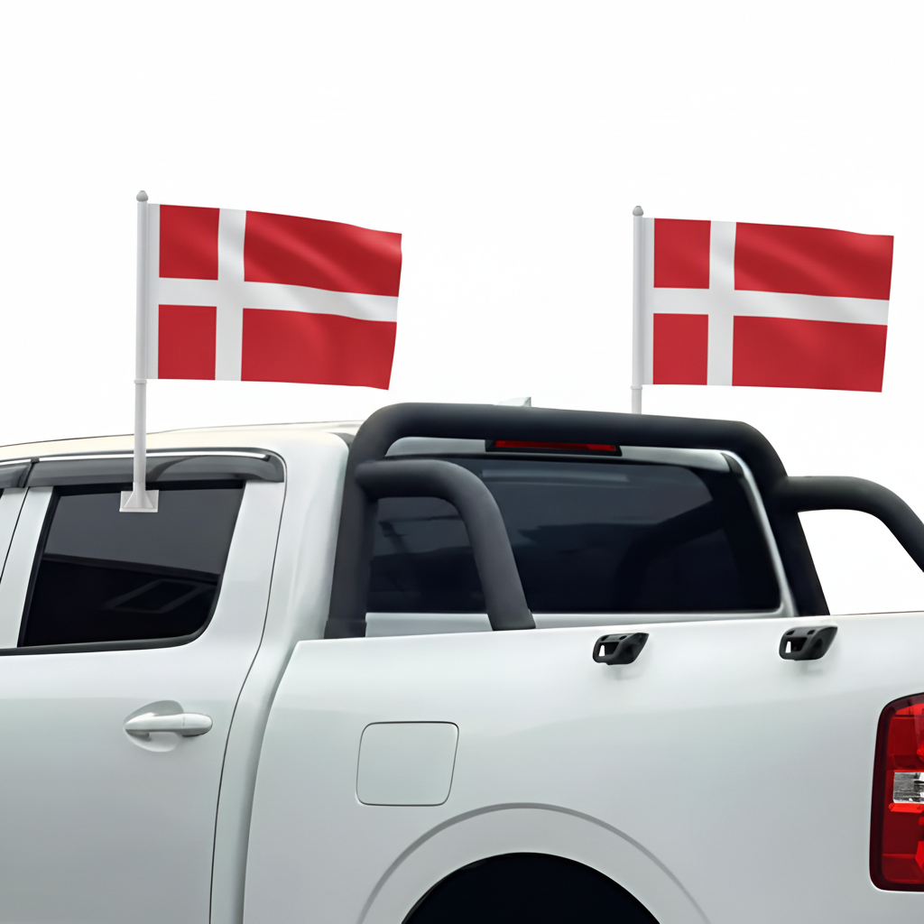 Official FIFA 2026 Denmark Car Flag on moving vehicle