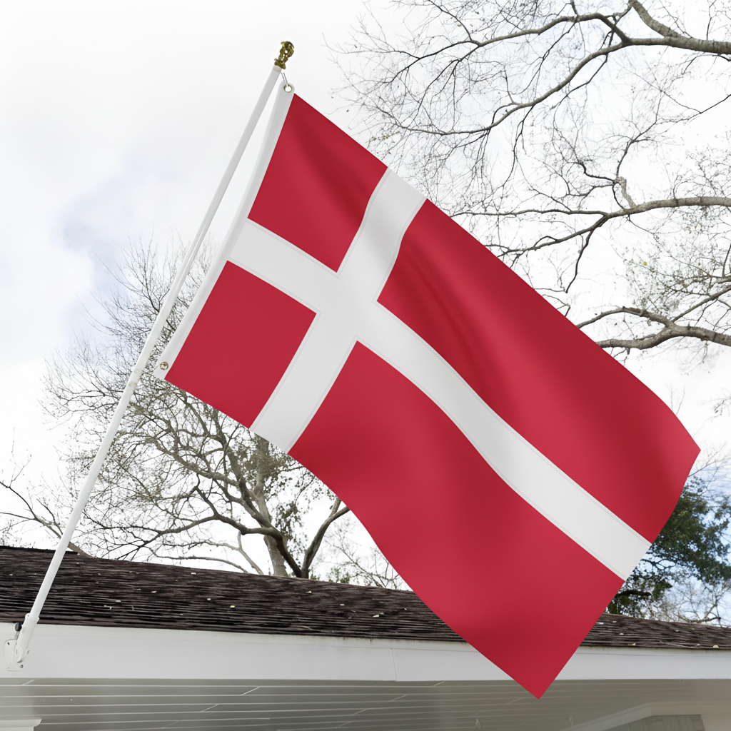 Official FIFA 2026 Denmark Flag close-up showing fabric texture and vivid colors