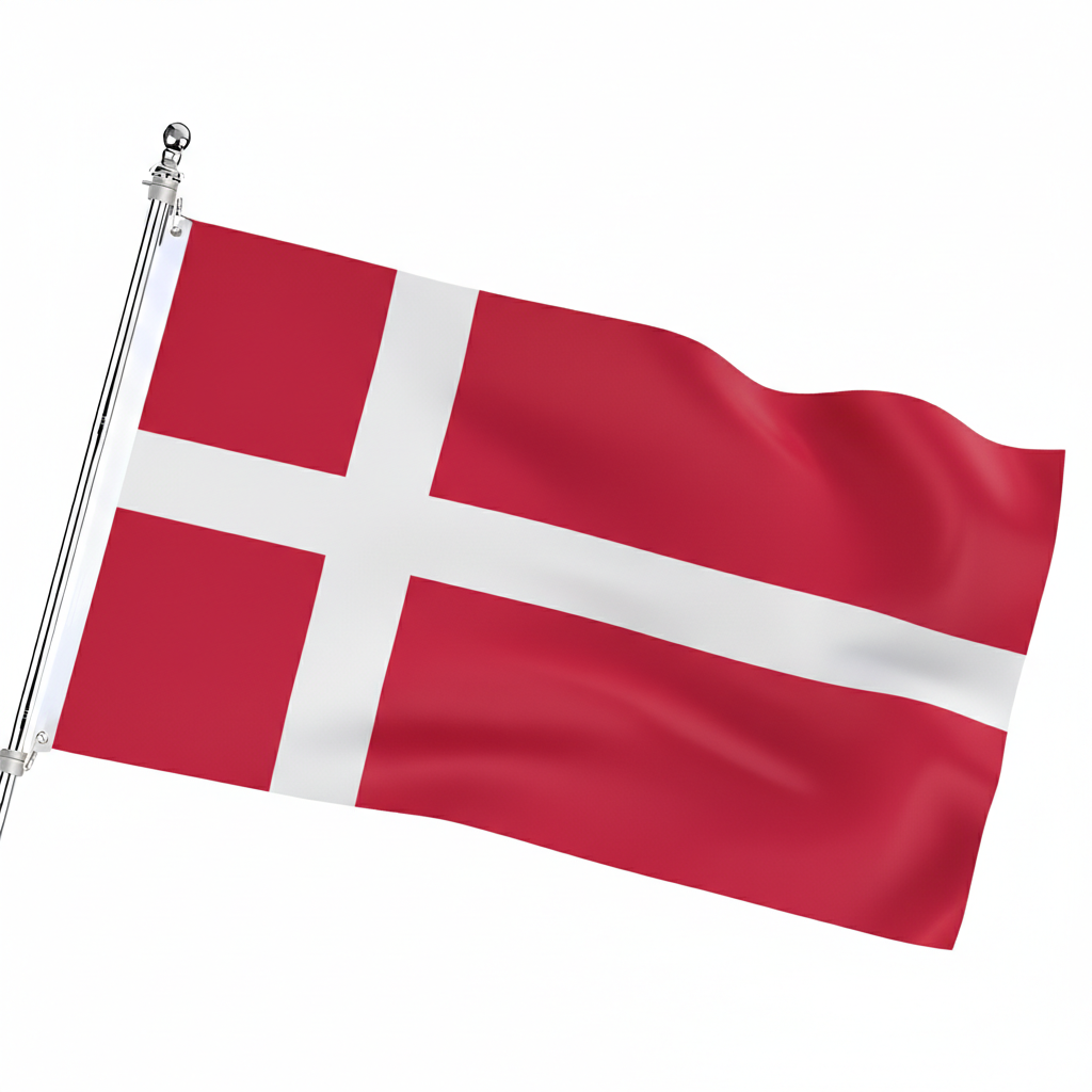 Official FIFA 2026 Denmark Flag - front view on white background