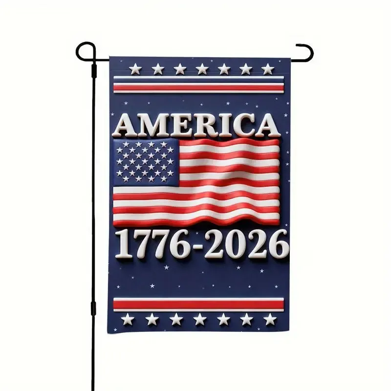 American 250th Anniversary Garden Flag - 250th Birthday Edition (1776-2026) with Stars & Stripes House Flag, Durable Fade-Resistant Outdoor Decoration for 4th of July, Patriotic Yard Sign