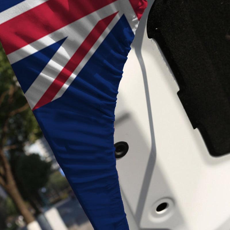 Pitcairn Islands Car Hood Cover Flag mounted on car hood while driving