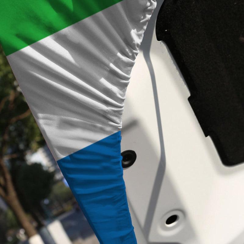 Sierra Leone Flag - close-up of fabric and stitching detail