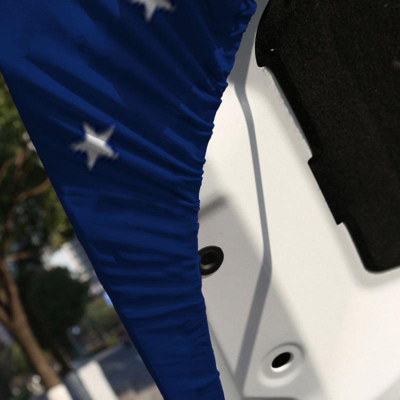 Tokelau Car Hood Cover mounted on car hood while driving