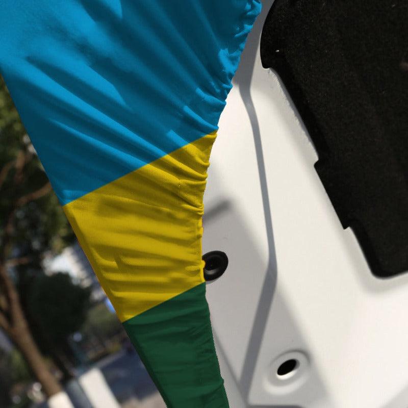 Rwanda Car Hood-Cover Flag mounted on car hood while driving