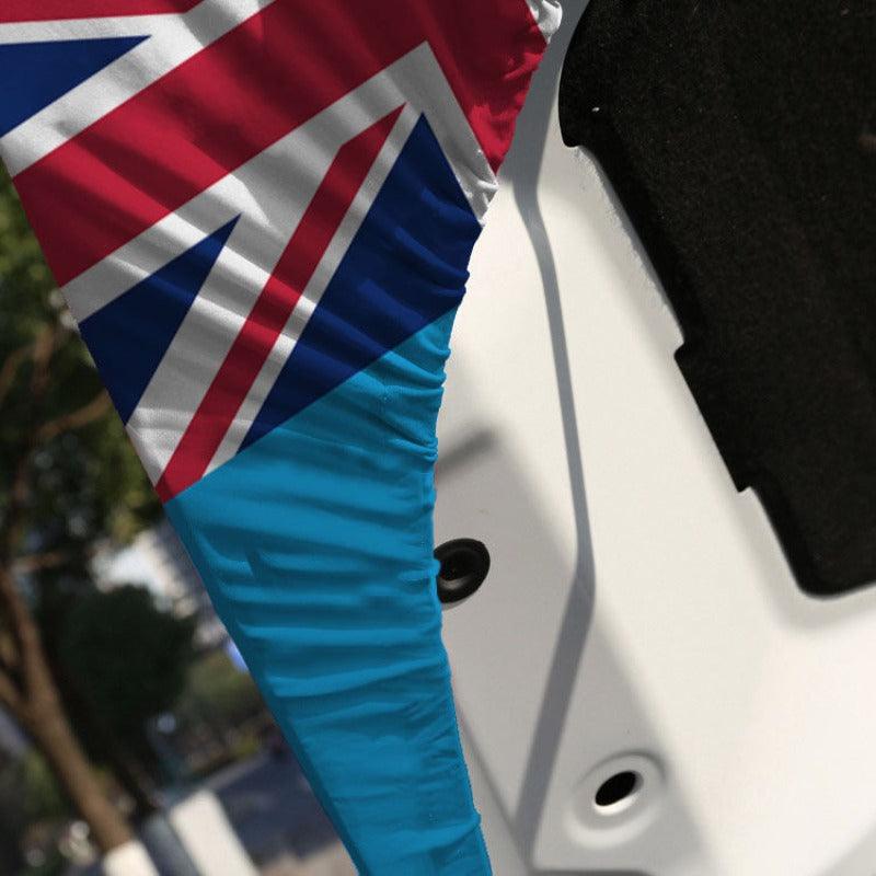Tuvalu Car Hood Cover mounted on car hood while driving