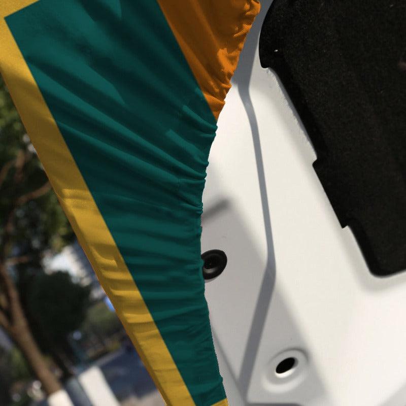 Sri Lanka Car Hood Cover Flag mounted on car hood while driving