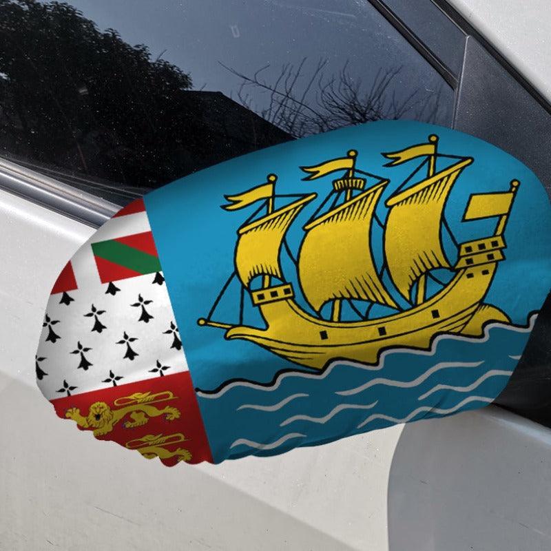 Miquelon Car Side-Mirror Flag – Polyester Flag for Vehicle Mirrors-Globe Flags